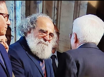 Nella foto Giancarlo Mancini con il presidente della Repubblica Sergio Mattarella 