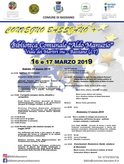 Bassiano +, sabato il convegno sulle politiche europee